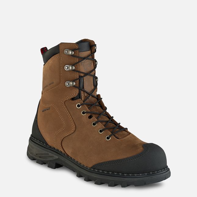 Red Wing Burnside 8-inch Vandtætte Sikkerhedssko Herre Brune | 8045-DXZBO