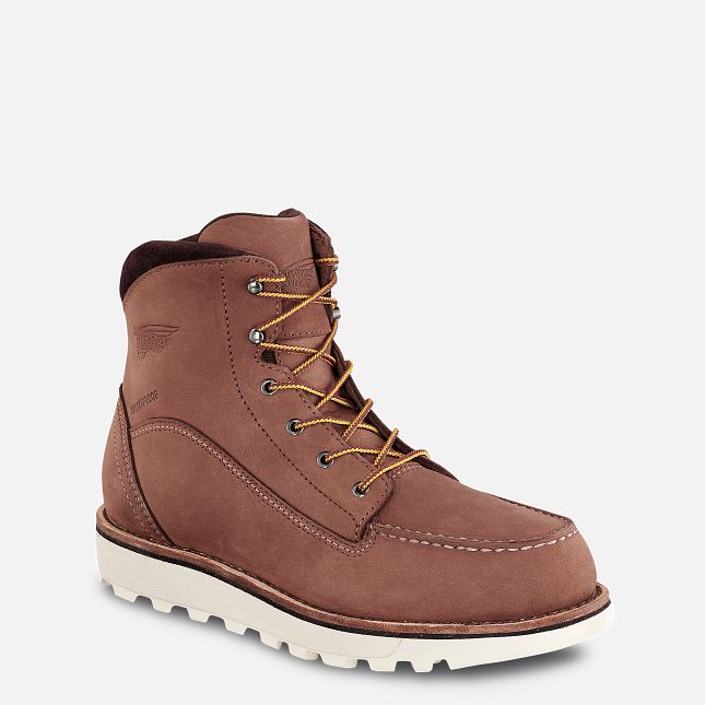 Red Wing Traction Tred Lite 6-inch Vandtætte Arbejdsstøvler Dame Mørkerød | 8523-PHENG